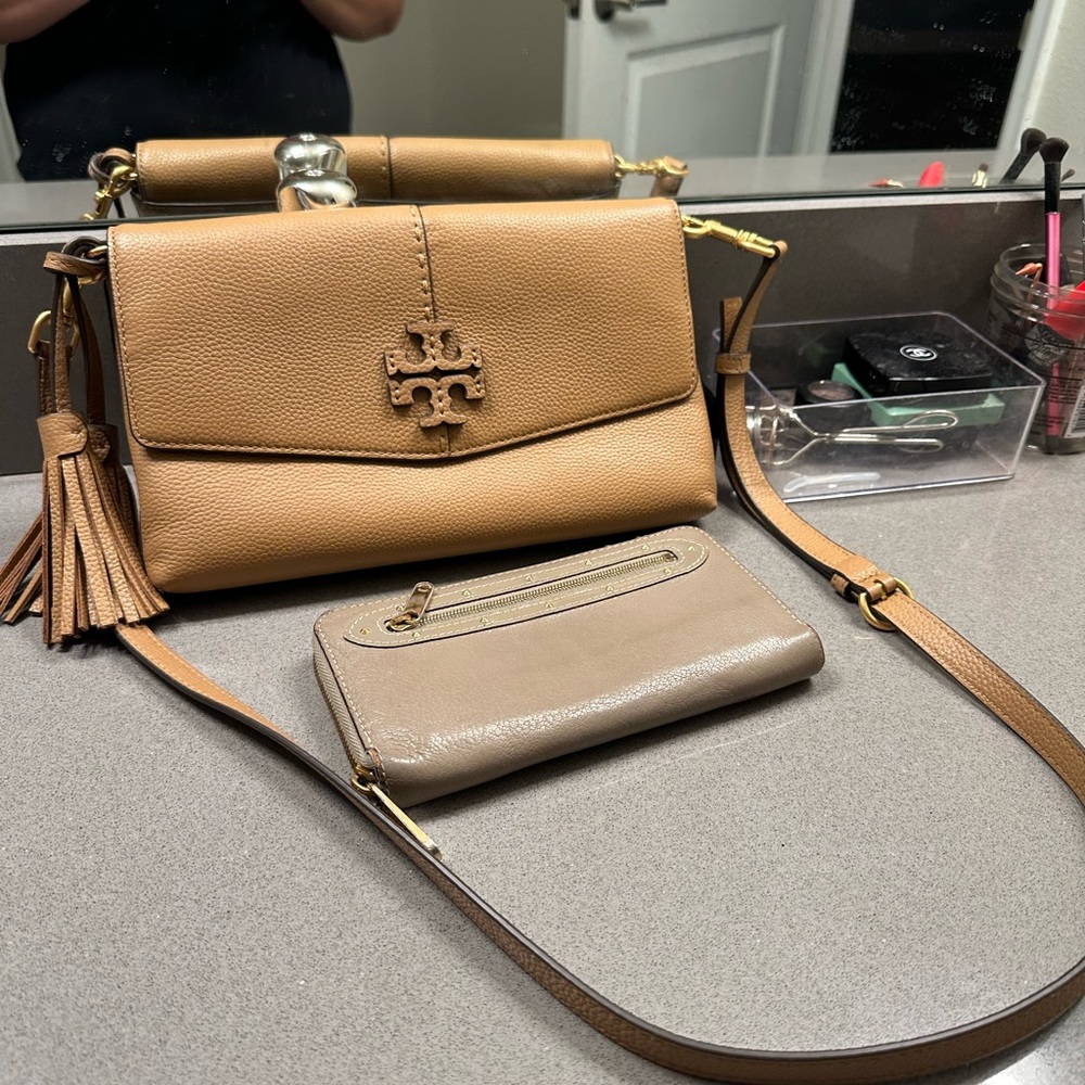 Authentic Tory Burch purse and Louis Vuitton wallet